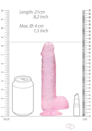 RealRock - átlátszó élethű dildó - pink (19cm) - Dildók