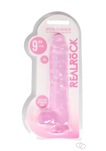 RealRock - átlátszó élethű dildó - pink (22cm) - Dildók