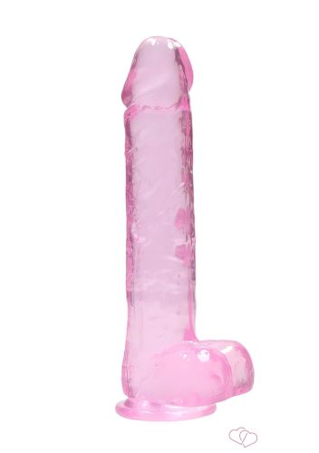 RealRock - átlátszó élethű dildó - pink (22cm) - Dildók