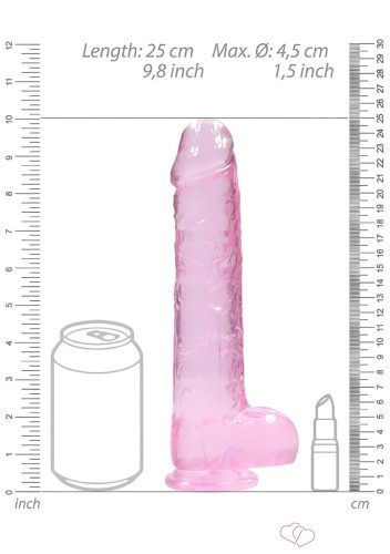 RealRock - átlátszó élethű dildó - pink (22cm) - Dildók