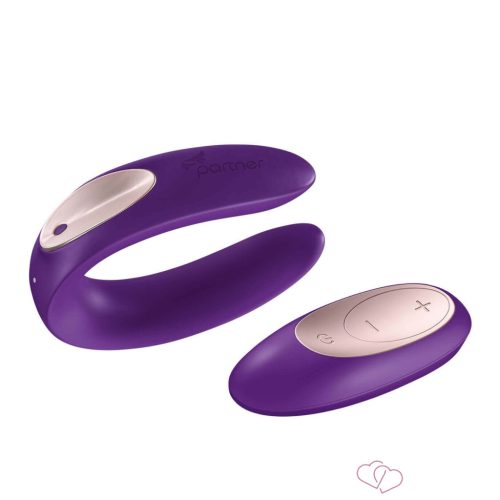 Satisfyer Double Plus Remote - rádiós, akkus párvibrátor (lila) - Vibrátorok