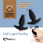 FEELZTOYS Funkybutts - akkus rádiós anál vibrátor szett (fekete) - OUTLET