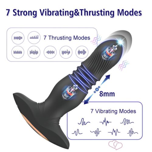 Aixiasia Roy - akkus, rádiós lökő anál vibrátor (fekete) - OUTLET