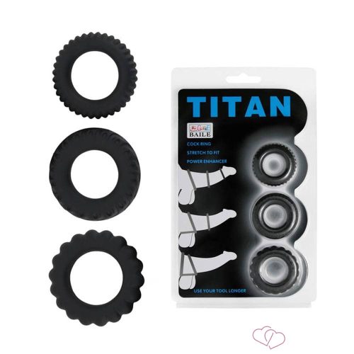 Titan 3 in 1 Silicone Rings Black