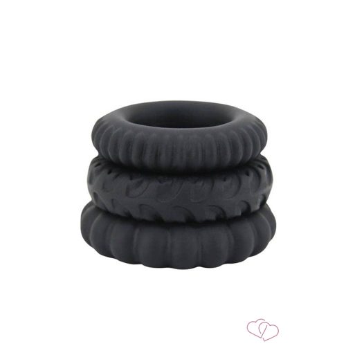 Titan 3 in 1 Silicone Rings Black