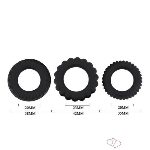 Titan 3 in 1 Silicone Rings Black