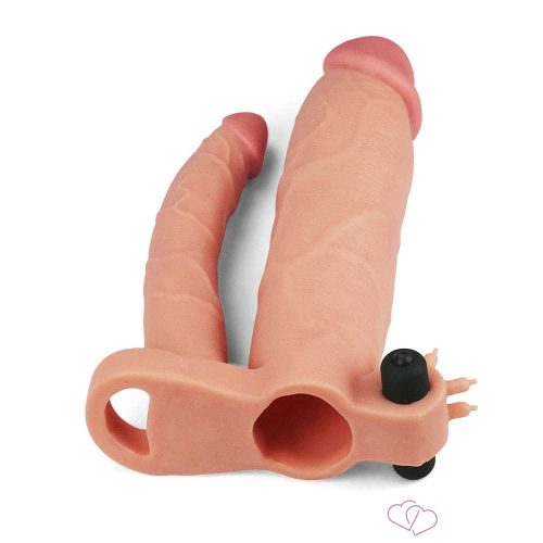 Add 3" Vibrating Double Penis Sleeve - Férfi termékek