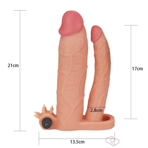 Add 3" Vibrating Double Penis Sleeve - Férfi termékek