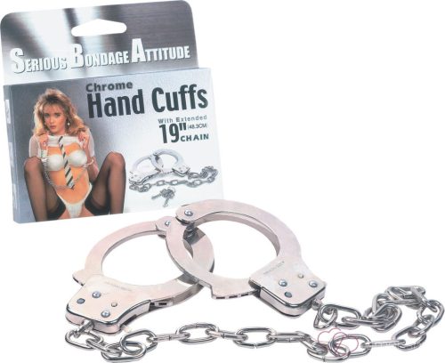 Chrome Handcuffs Metal handcuffs w. key - Fetish eszközök