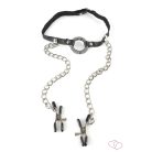 O-Ring Gag Nipple Clamps  Black/Silver - 4