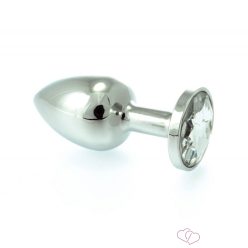 Rimba metal small butt plug - fehér kristály - Anális termékek