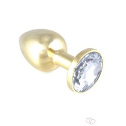 Rimba gold metal small butt plug - fehér kristály - Anális termékek