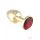 Rimba gold metal small butt plug - piros kristály - Anális termékek