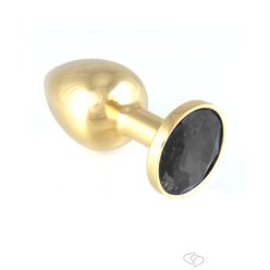 Butt plug, metal arany - fekete - Anális termékek