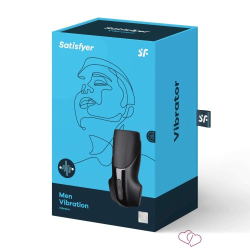 Satisfyer Men - akkus, extra erős makk vibrátor (fekete) - Férfi termékek