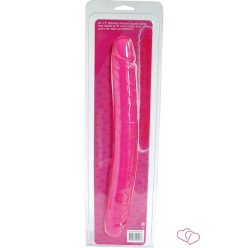 Double Dong Pink Clear Soft - Kétvégű dildók