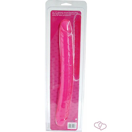 Double Dong Pink Clear Soft - Kétvégű dildók